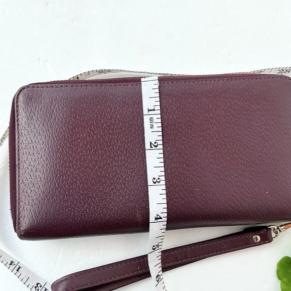 Kate Spade Lg Wristlet Double Zipper Purple Leather - Picture 3 of 5